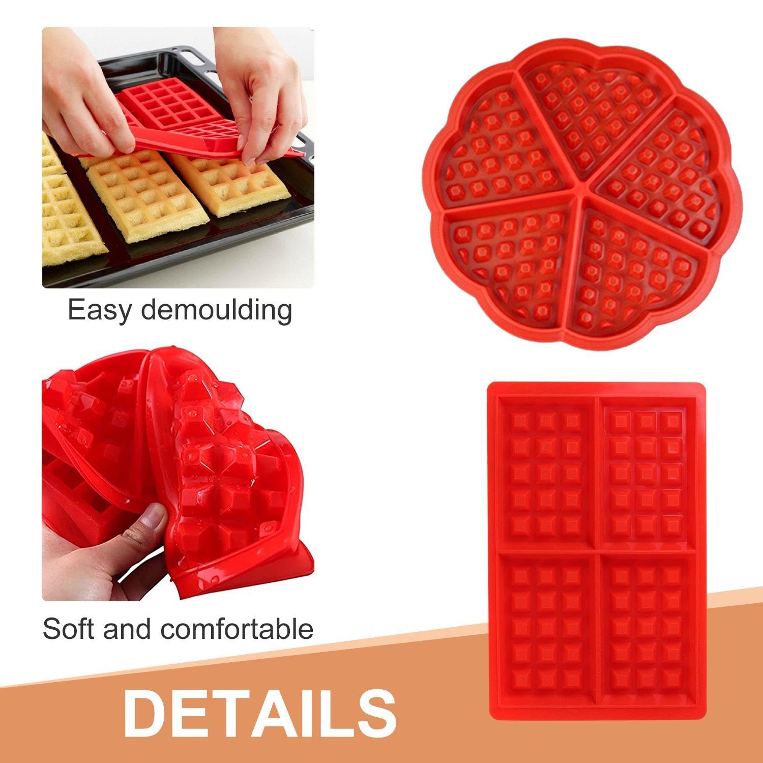 Stampo Per Waffle In Silicone Antiaderente – Forma Rettangolare 28,5x18,5 Cm – Resistente Al Calore Da -40°C A 230°C – Senza BPA, Lavabile E Riutilizzabile - 3