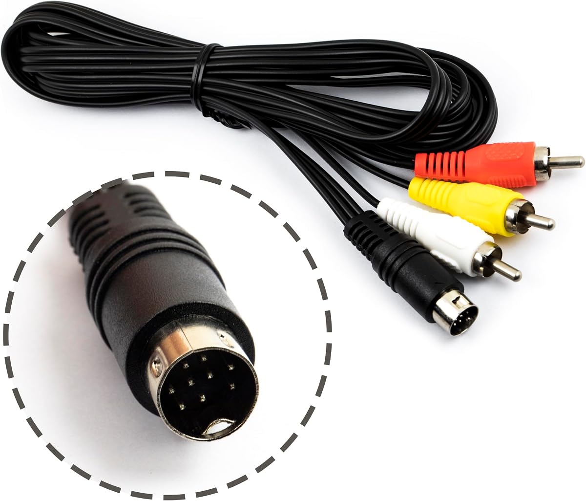 Cable de audio y vídeo AV de 6 pies, cable de conexión de 9 pines a RCA, Compatible con Sega Genesis 2 3 y Mega Drive 2 3