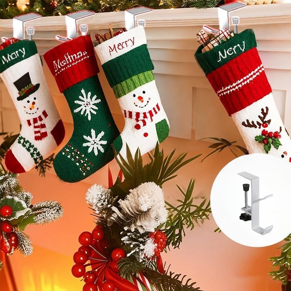 2 in 1 Garland Hooks and Fireplace Stocking Holders, Mantel Hooks for Christmas Adjustable No Drill Mantle Stocking Hanger for Fireplace Xmas Holiday Home Party Decoration - Image 6
