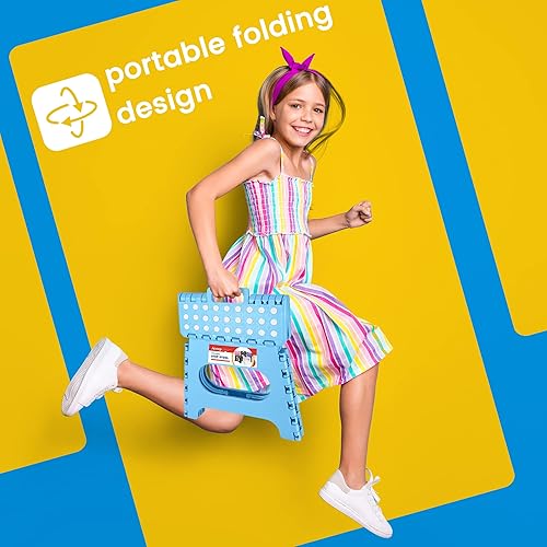 Miniatura 326 de Taburete plegable resistente de alta calidad de 13 pulgadas de altura para adultos, taburete de cocina, jardín, baño, color blanco Blanco,Bicolor