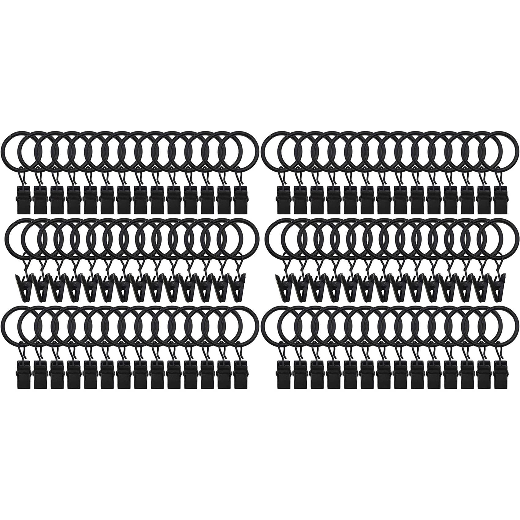 Anillos para cortinas con clips estilo retro negro para decorar el salón y dormitorio