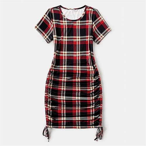 Miniatura 2 de PATPAT Conjuntos familiares a juego para mamá y yo, vestidos de manga corta, camiseta casual bodycon midi, conjunto a juego