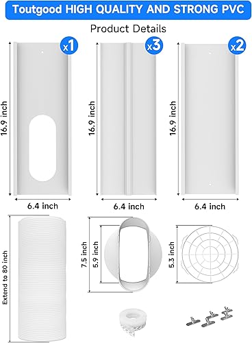 Miniatura 2 de Toutgood Kit de ventilación de aire acondicionado portátil con manguera de escape de 80 pulgadas de largo, 5.9 pulgadas de diámetro, 15 piezas de