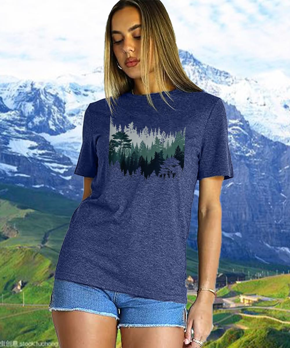 Hiking Shirt for Women Funny Nature Sunrise Graphic Mountain T Shirt image 3