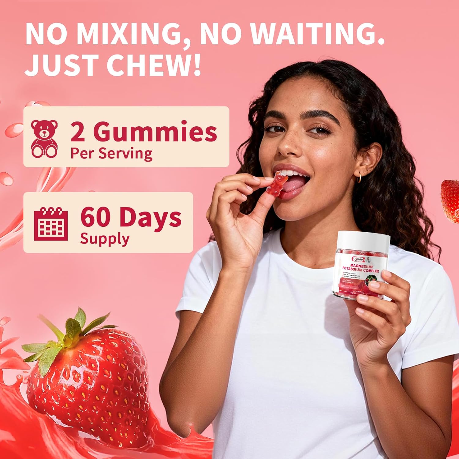 7-in-1 Magnesium Complex Supplement, Potassium Magnesium Gummies with Green Tea Exact, Vitamins D3, K2, C & B6 – Sleep, Muscle, Bone & Electrolyte Support – Sugar-Free, Vegan, 60 Gummies - Image 7