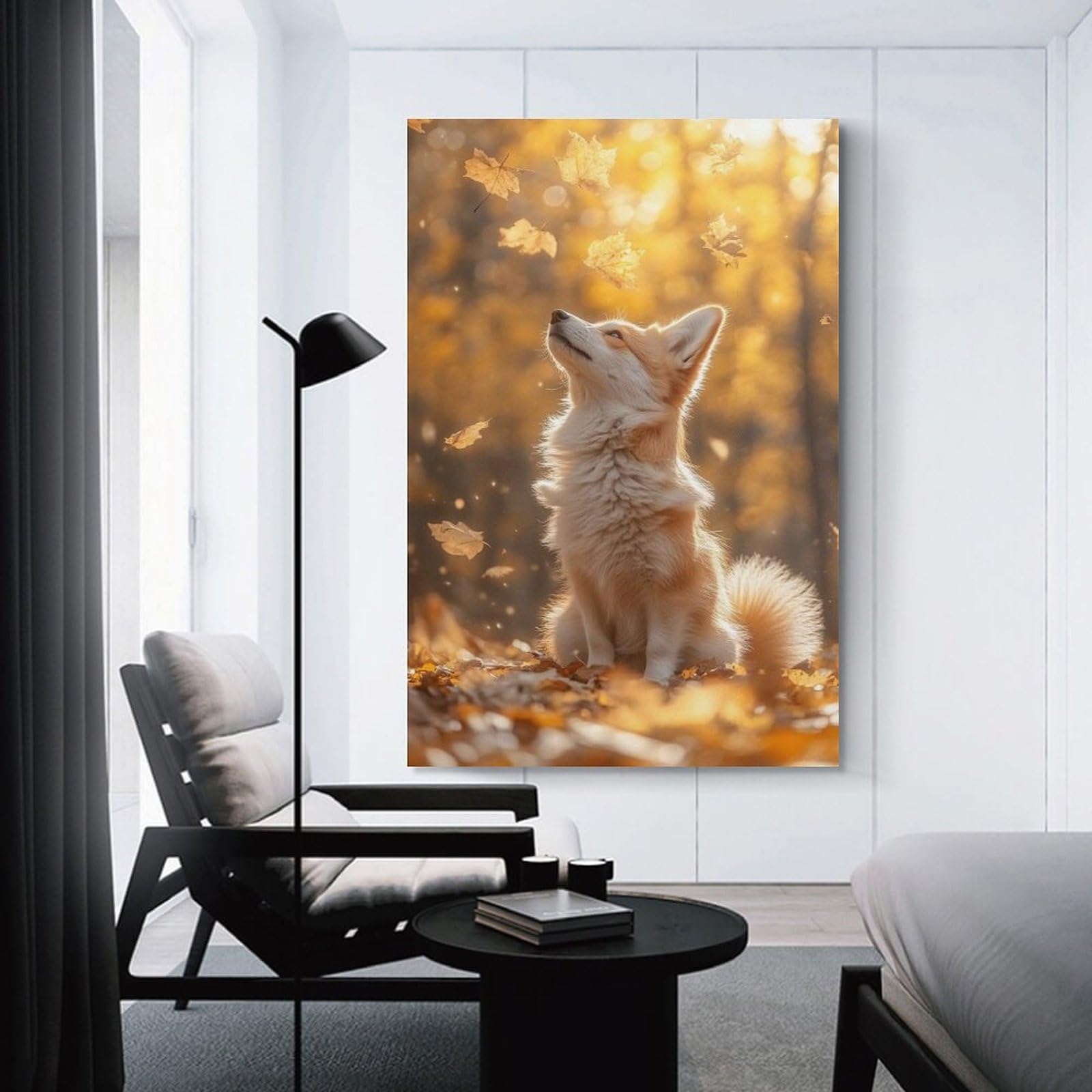 Junmoney Corgi in Autumn Leaves Room Decor Wall Art, 20x30inch(50x75cm), for Bedroom Walls, Guest Spaces Or Lounges, Stylish Decor for A Restful Room Update