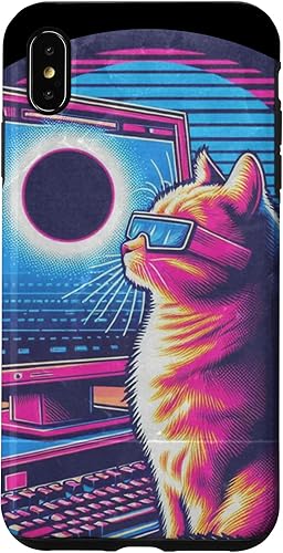 Miniatura 7 de iPhone 14 Pro Max Cat Solar Eclipse - Synthwave Retro Poster Style Case
