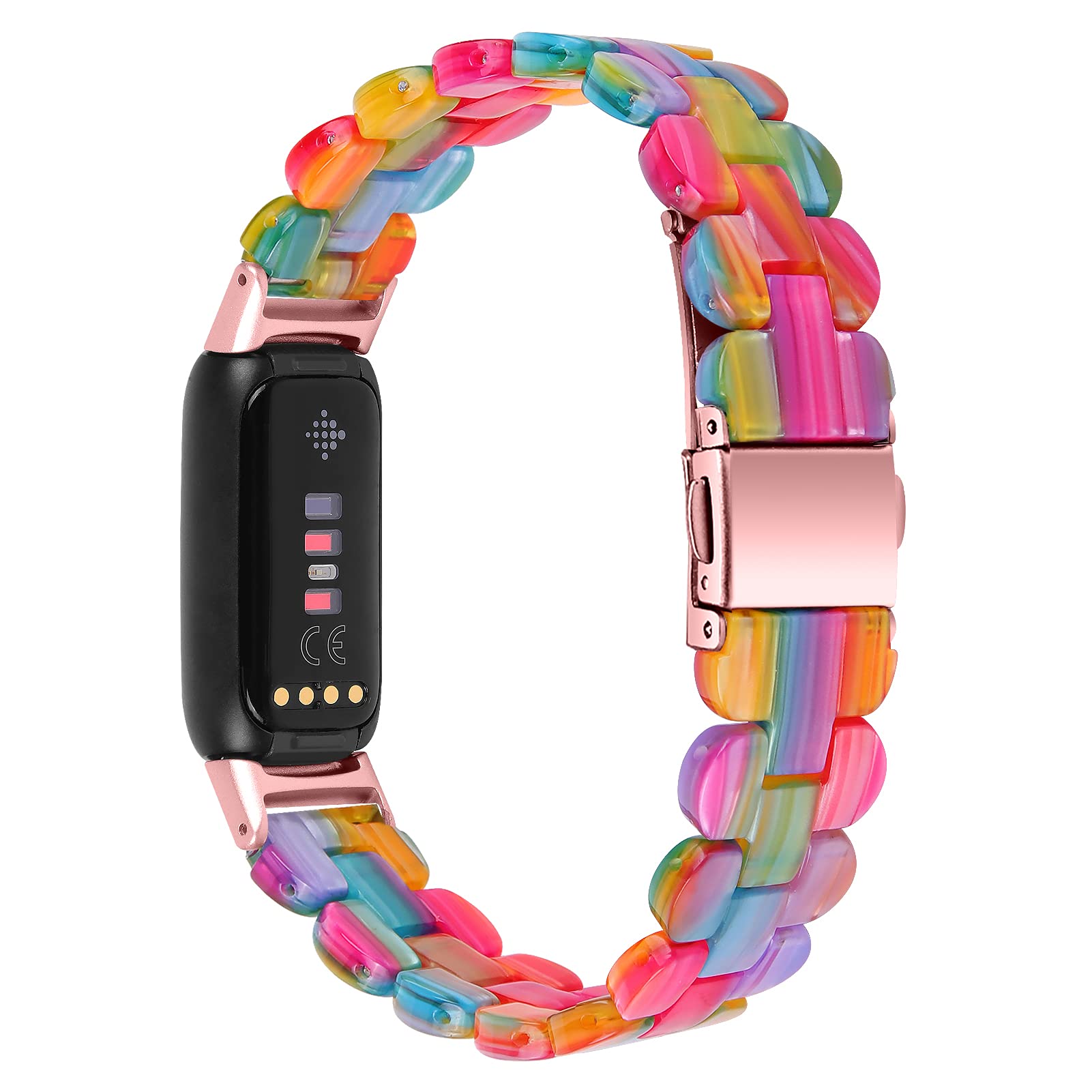 AISPORTS Resin Strap Compatible for Fitbit Luxe Strap for Women Men, Stylish Slim Lightweight Resin Bracelet Stainless Steel Metal Buckle Replacement Strap for Fitbit Luxe Fitness and Wellness Tracker