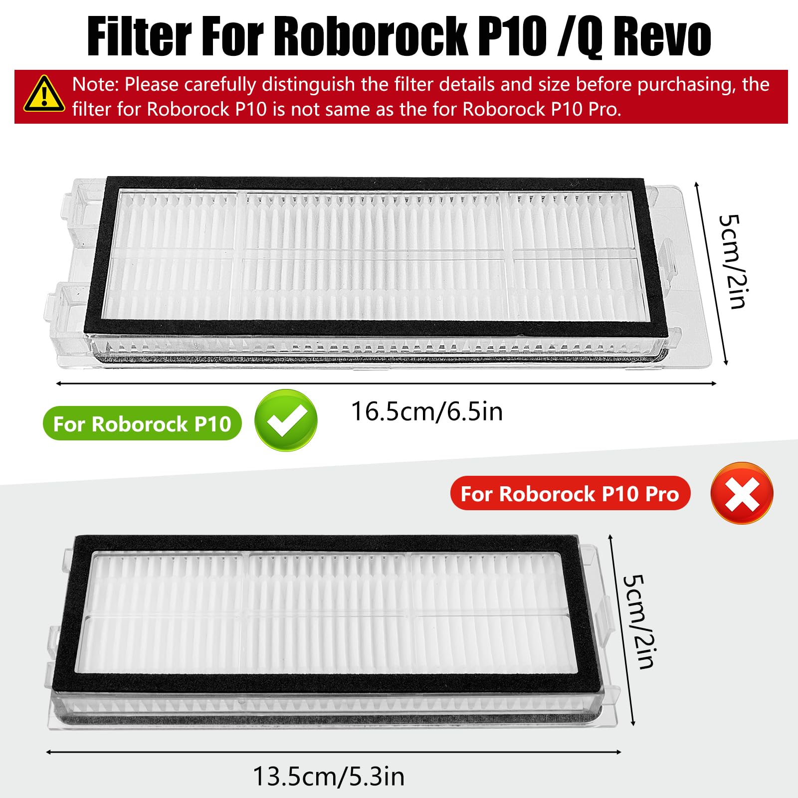 4 Pcs Hepa Filter For Roborock Q Revo/Roborock P10 A7400RR Vacuum Cleaner Replacement Spare Parts Accessories
