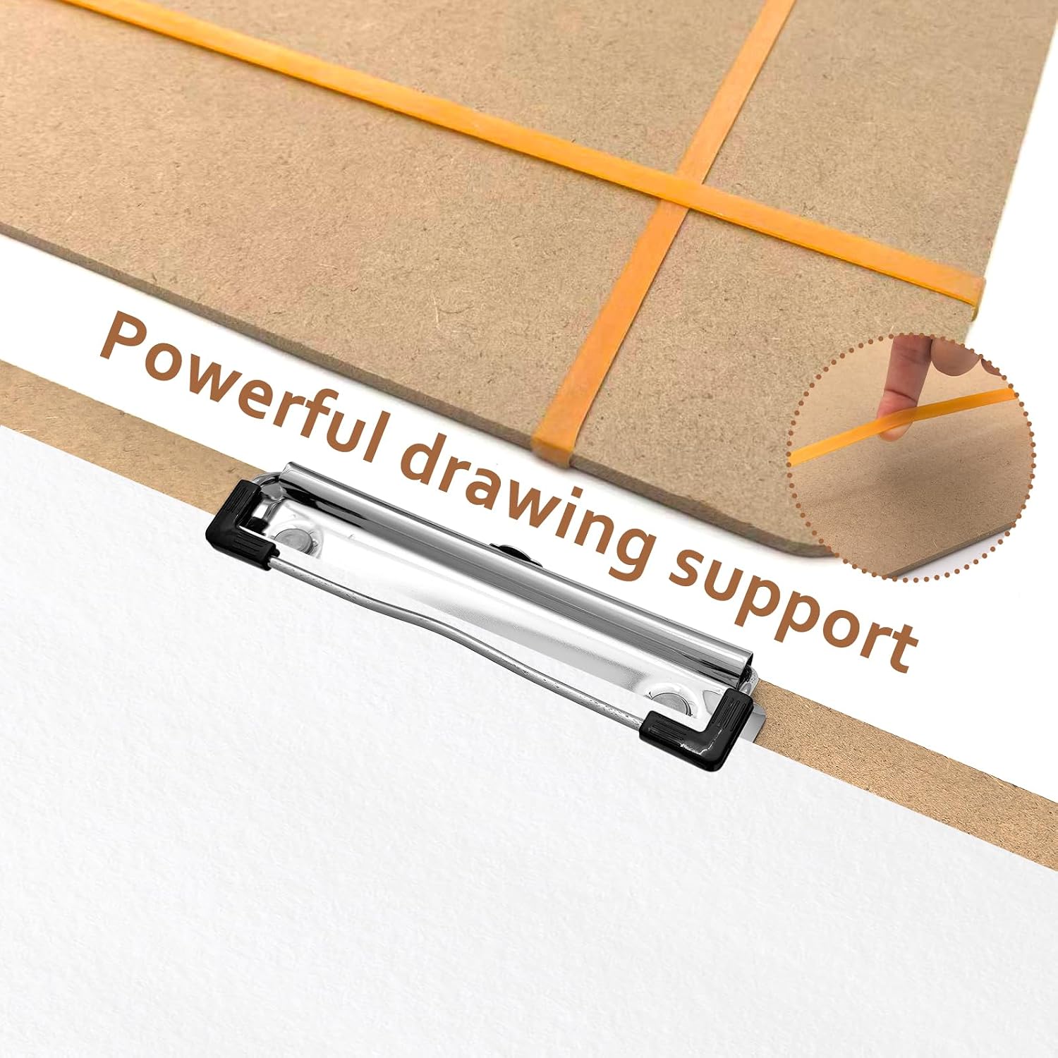 23" x 26" Drawing Board Large Sketch Board with Handle, Wooden Art Clipboard with 2 Sturdy Clips & Elastic Bands, Lightweight Artist Tote Board for Sketching, Drafting, Drawing & Painting