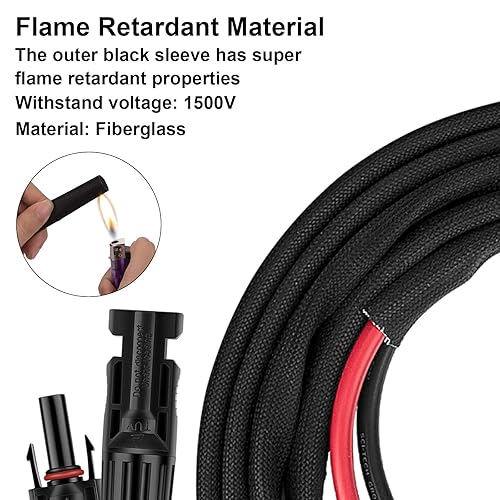 Miniatura 3 de Cable de extensión de panel solar de 10 pies 10 AWG con conectores hembra y macho, cable solar para paneles solares, controladores de carga y