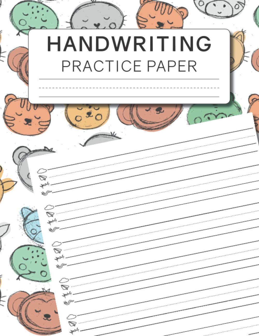 Handwriting Practice Paper: Sky line Plane line Grass line and Worm line