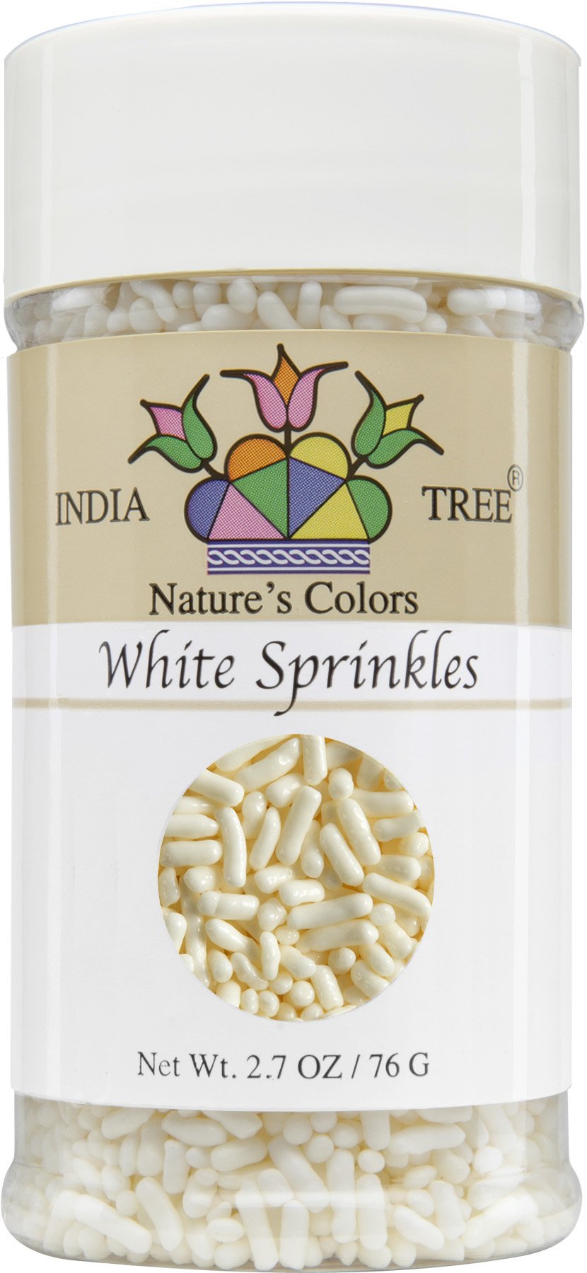India Tree Nature's Colors White Sprinkles, 2.7 Ounce