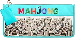Clear Waterproof Mahjong Tile Bag with Bonus Accessory Pouch Mahjong Carrying Case Mah Jong Storage Bag for American MahJong Set MahJong Gifts for Women Mah Jong Lover Gift 20.9 x 9.45 in Case Only