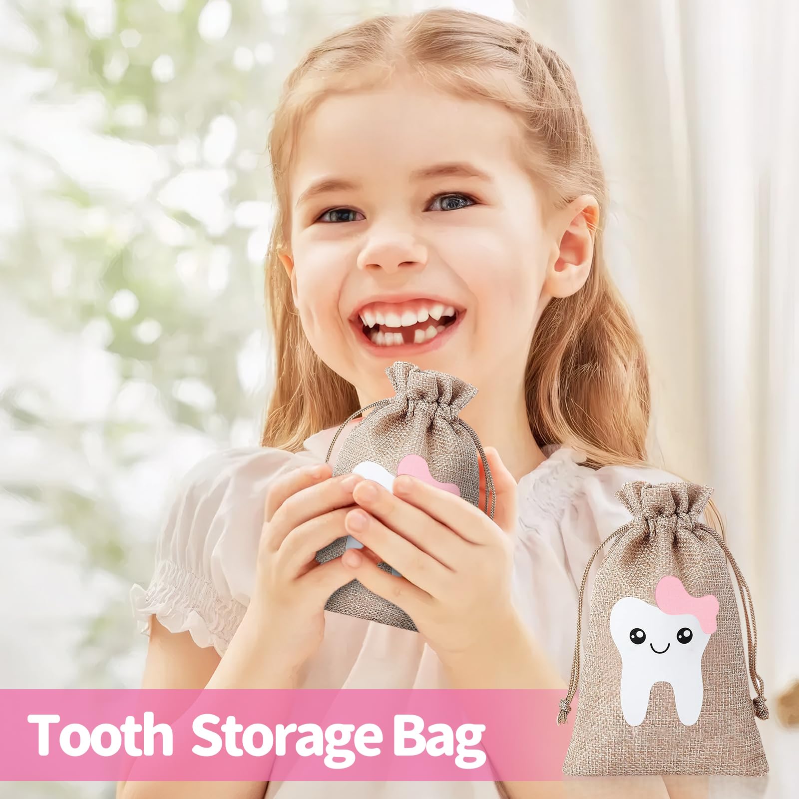 SIWOKJJO Tooth Fairy Box, Tooth Fairy Bag for Girls Girl Keepsake Organizer, Lost Teeth Holder Box, Tooth Storage Box - Image 3