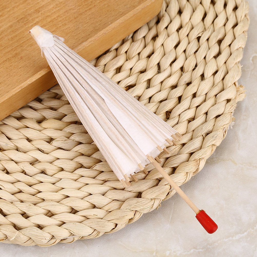 Ombrelle Chinoise Fait à La Main Blanc 20cm Parapluie en Papier Décoratif Mariage