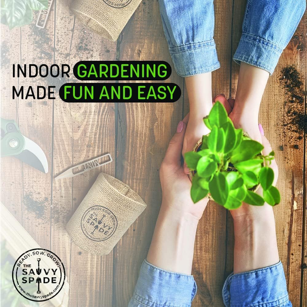 Cocktail Herb Garden Kit Indoor – Grow Your Own Cocktail Kit with Ice Ball Maker and Non-GMO Heirloom Lavender Seeds, Mint Seeds, Rosemary Seeds, Basil Seeds – Housewarming Gift