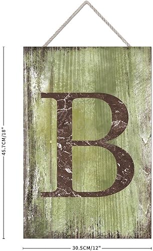 Vista 463 de Letrero colgante de madera con letra J, letrero de madera para decoración del hogar, 26 letras del alfabeto de metal, placa de madera, decoración