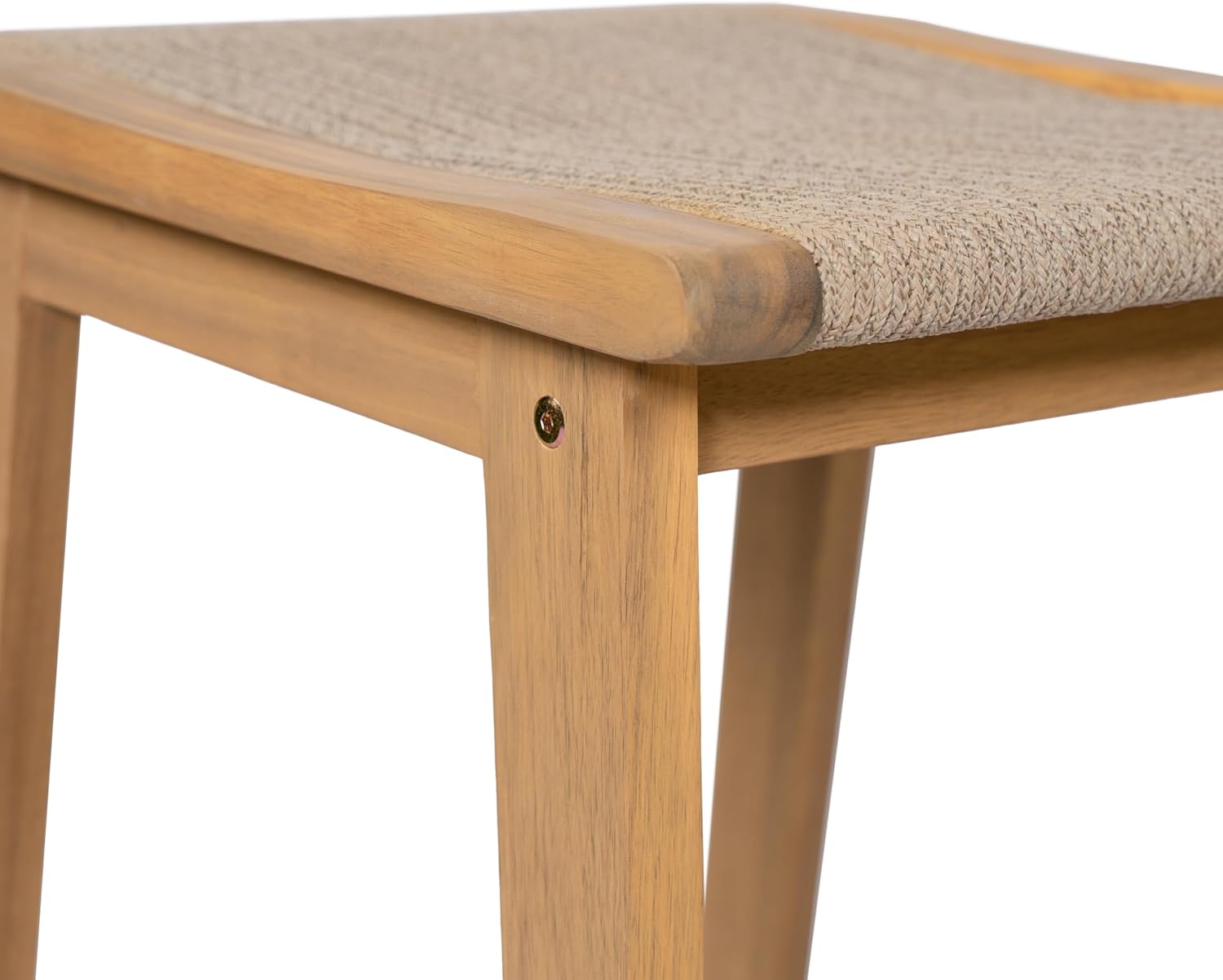 Christopher Knight Home Lily Set of 2 Patio Barstool, Acacia Wood & Woven Rope Outdoor Counter Stool with Footrest, Backless Wooden Barstool Chairs for Backyard Balcony Garden, Beige + Teak