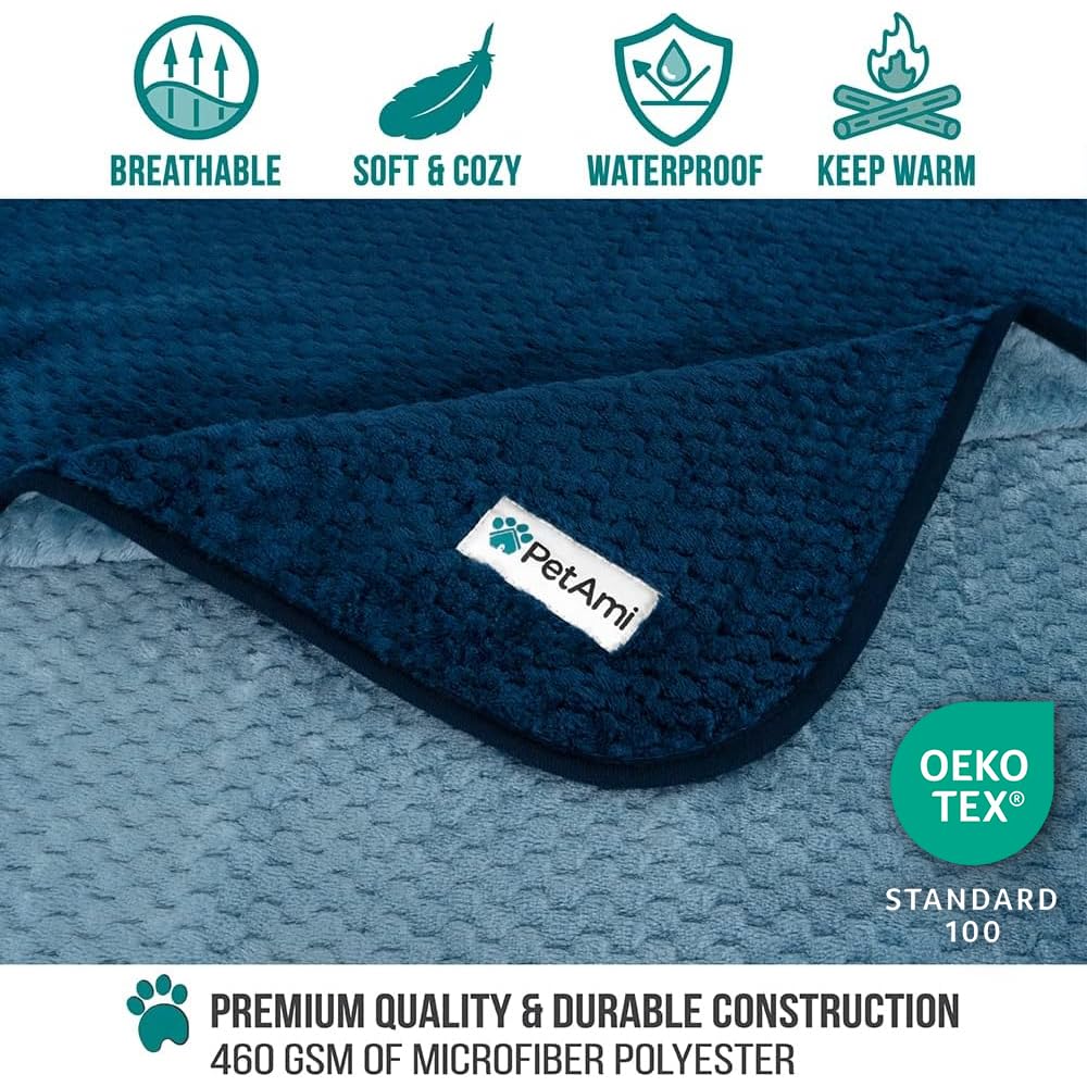 PetAmi Manta Impermeable para Perro, Manta para Mascotas XL a Prueba de Fugas para Perros Grandes, Protector de Funda de sofá, Funda de sofá de Forro Polar para Gatos, Perrera, Reversible, Lavable,