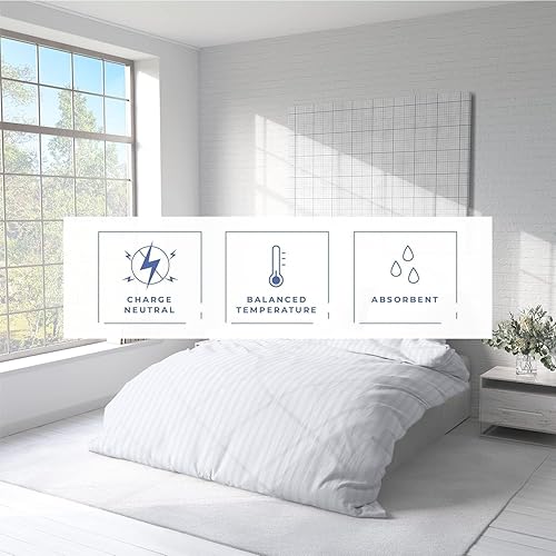 Miniatura 6 de Kotton Culture - Funda de edredón a rayas, 100% algodón egipcio, con cremallera y lazos en las esquinas, para todas las estaciones, tejido suave de