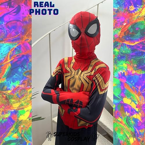 Miniatura 7 de Superhero Kids Costumes way Cosplay Spandex Jumpsuit Halloween 3D eyes - two masks