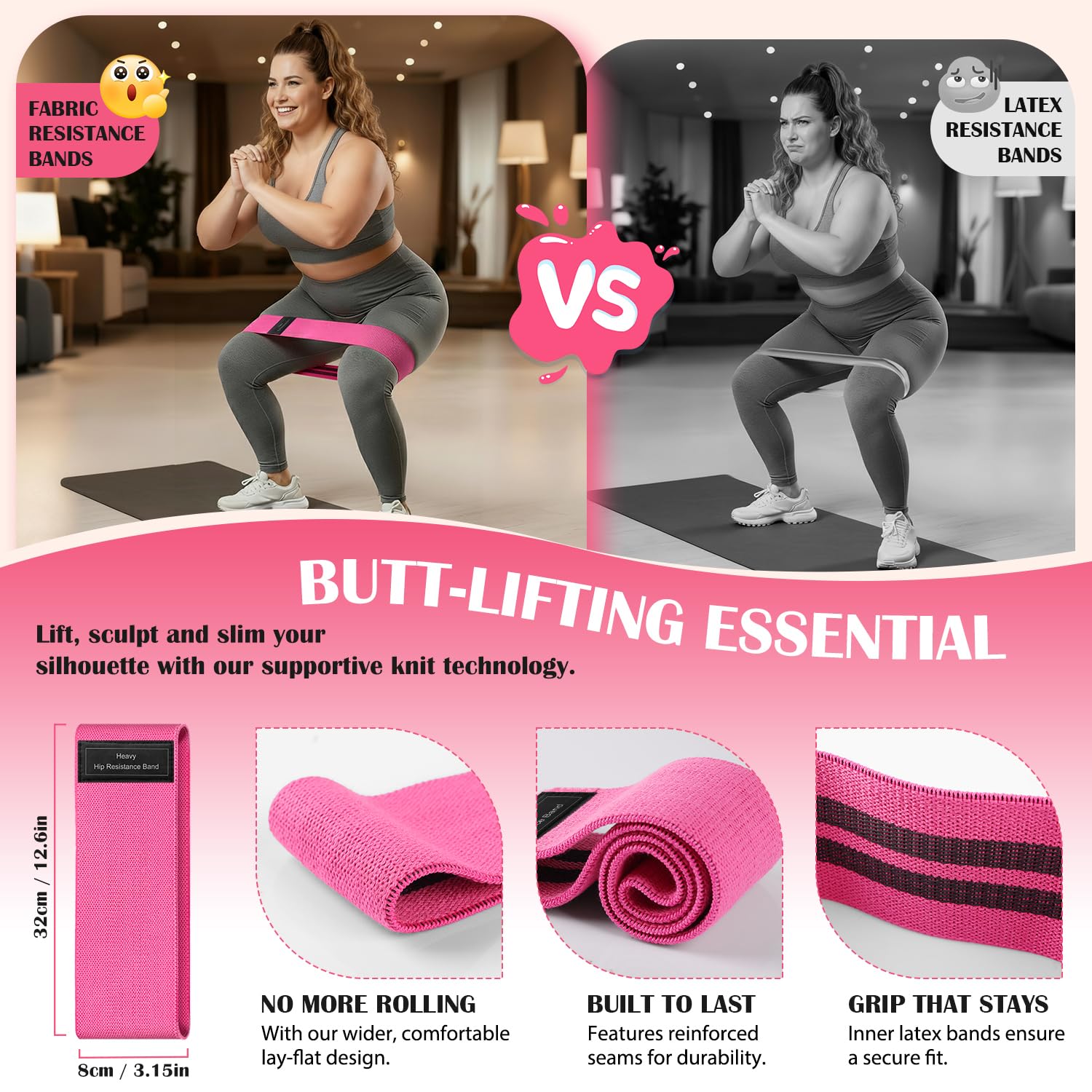 HPYGN Fitnessbänder & Knöchel-Widerstandsbänder Set, Stoff Resistance Bands mit Fußschlaufen für Bein- & Po-Muskeltraining, Home Gym Hip & Booty Band für Gymnastik, Yoga, Pilates Krafttraining