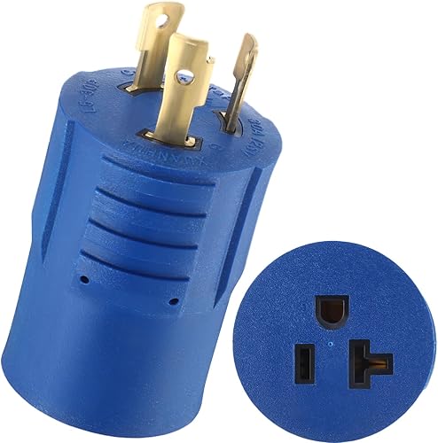 Vista 12 de Kanayu L14-30P a SS2-50R RV Adaptador de generador de energía marina, generador de bloqueo de 4 clavijas 30A L14-30P macho a 50A Marine Shore Power