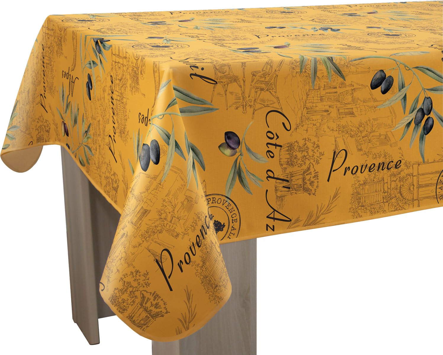 Le linge de Jules Stain-Resistant Tablecloth Provence Rectangular 150 x 300 cm Yellow