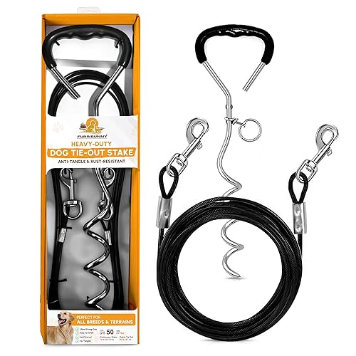 Dog Tie Out Cable and Stake for Medium Dogs Upto