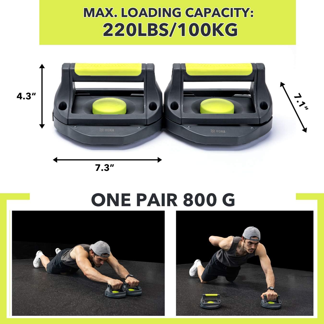 BONA 5 in 1 Push Up Ab Roller for Abs Workout - Push Up Bars Strength Training for Mens & Women, Push Up Handles for Floor Home Workout Equipment