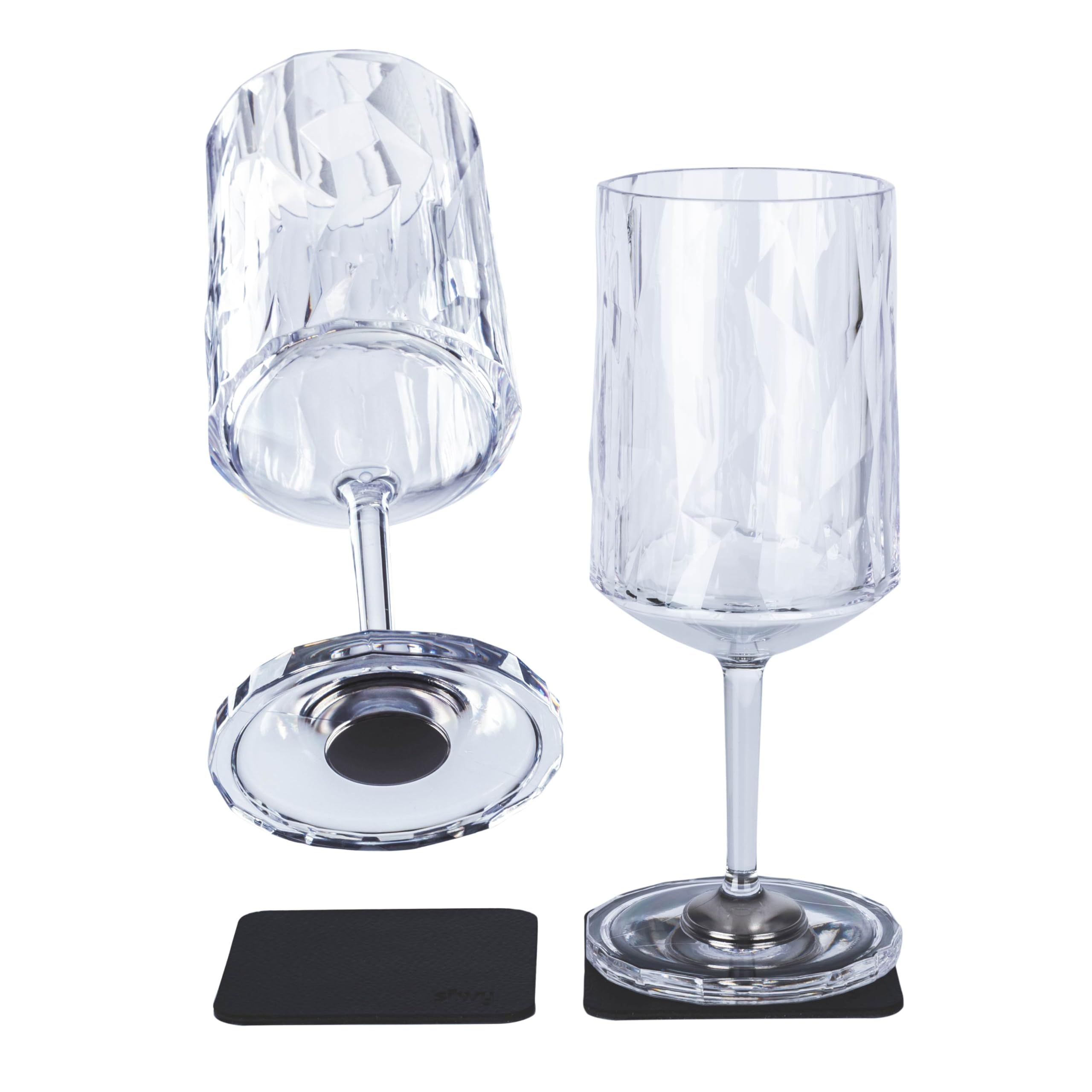 Silwy® - Occhiali magnetici in plastica ad alta tecnologia con cuscinetti in metallo nano gel, perfetti per campeggio, roulotte e nautica (vino, 0,3 l, set da 2)