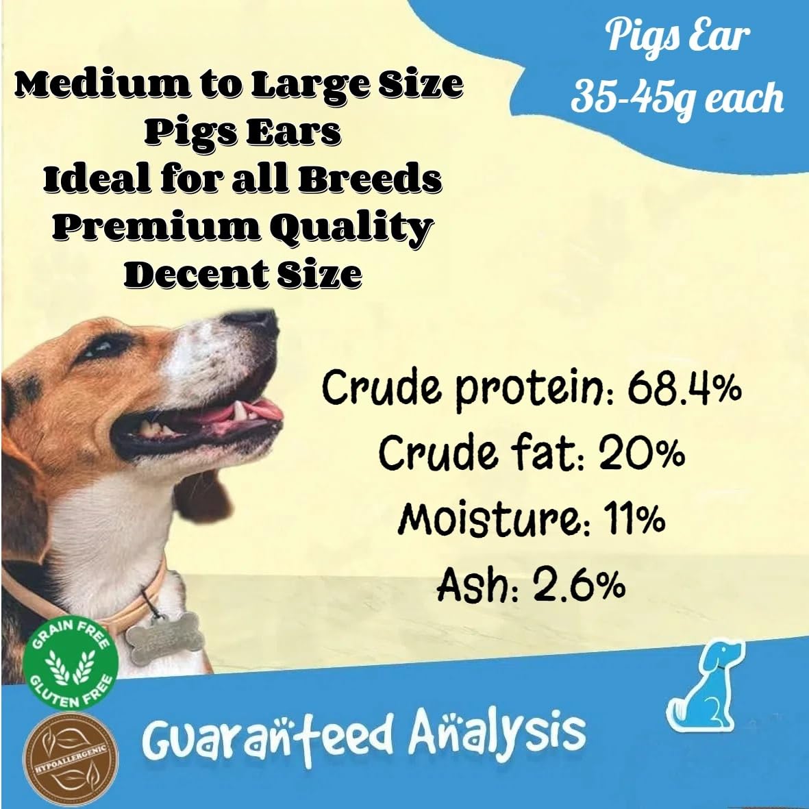 Natural Dog Treat - Premium Quality Pigs Ears for Dogs - Small to Extra Large size - 100% Natural Dog Treat Chew Snacks (Medium to Large (20 Pack))