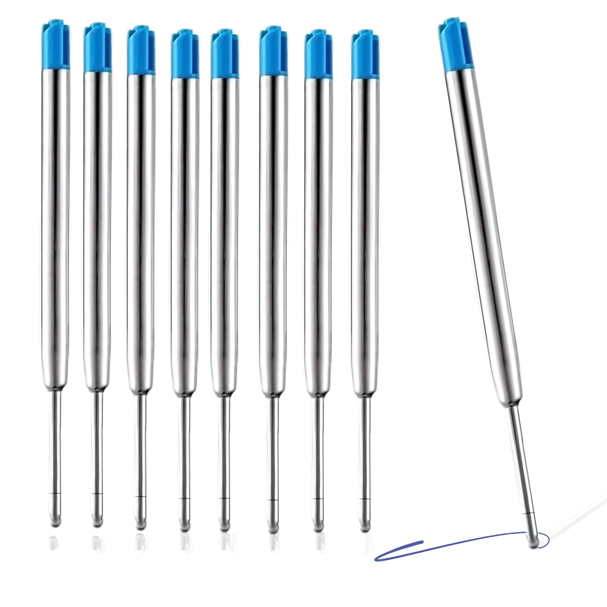 50 x Parker Pen Refills Blue for Ballpoint Pens, 9.9cm Long Blue Pen Refills Compatible with Parker Ballpoint Pens, Medium Size 0.7 Nib (50)