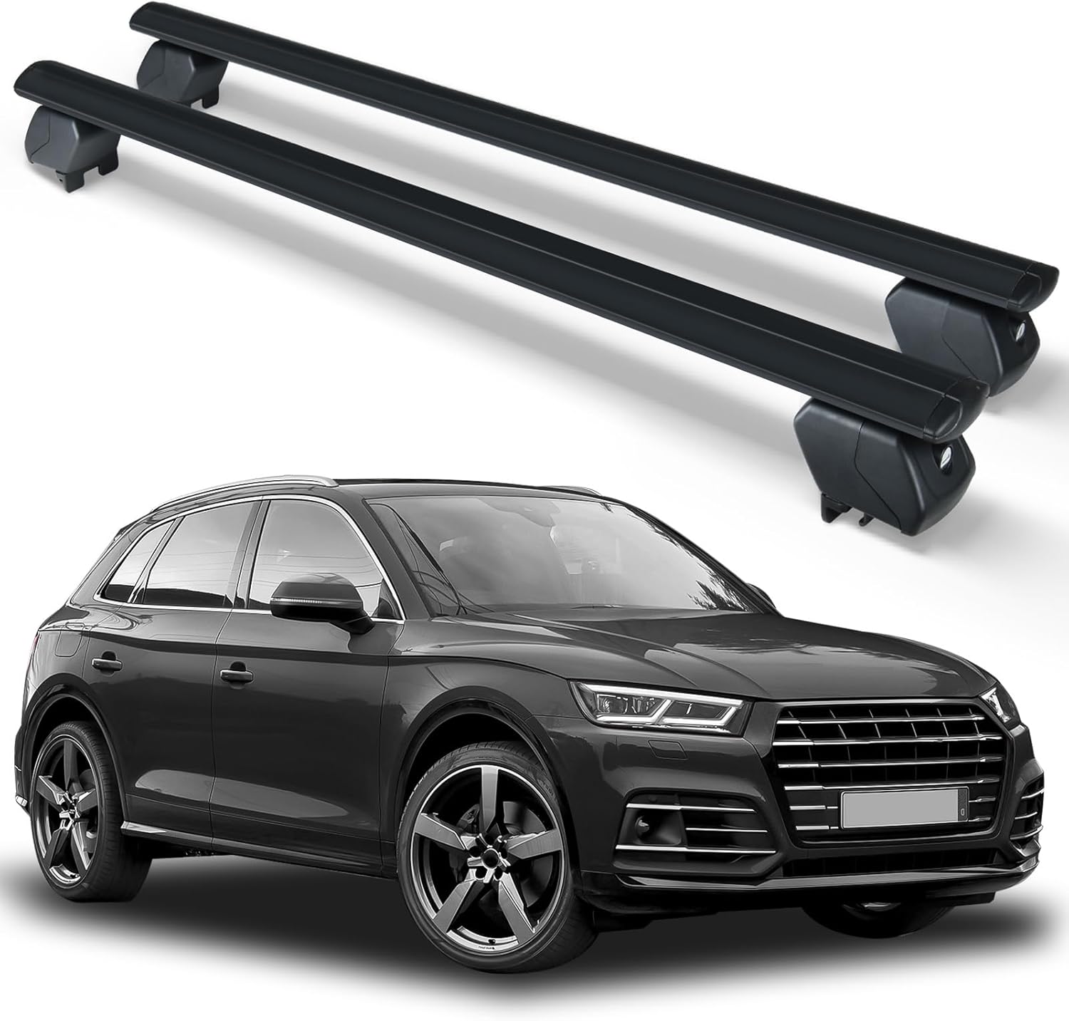 Heavy Duty 300 LBS Roof Rack Cross Bars Compatible with 2009-2025 Audi Q5 with Side Rails, Adjustable & Lockable Rooftop Top Luggage Crossbars Cargo Carrier Cars Suvs