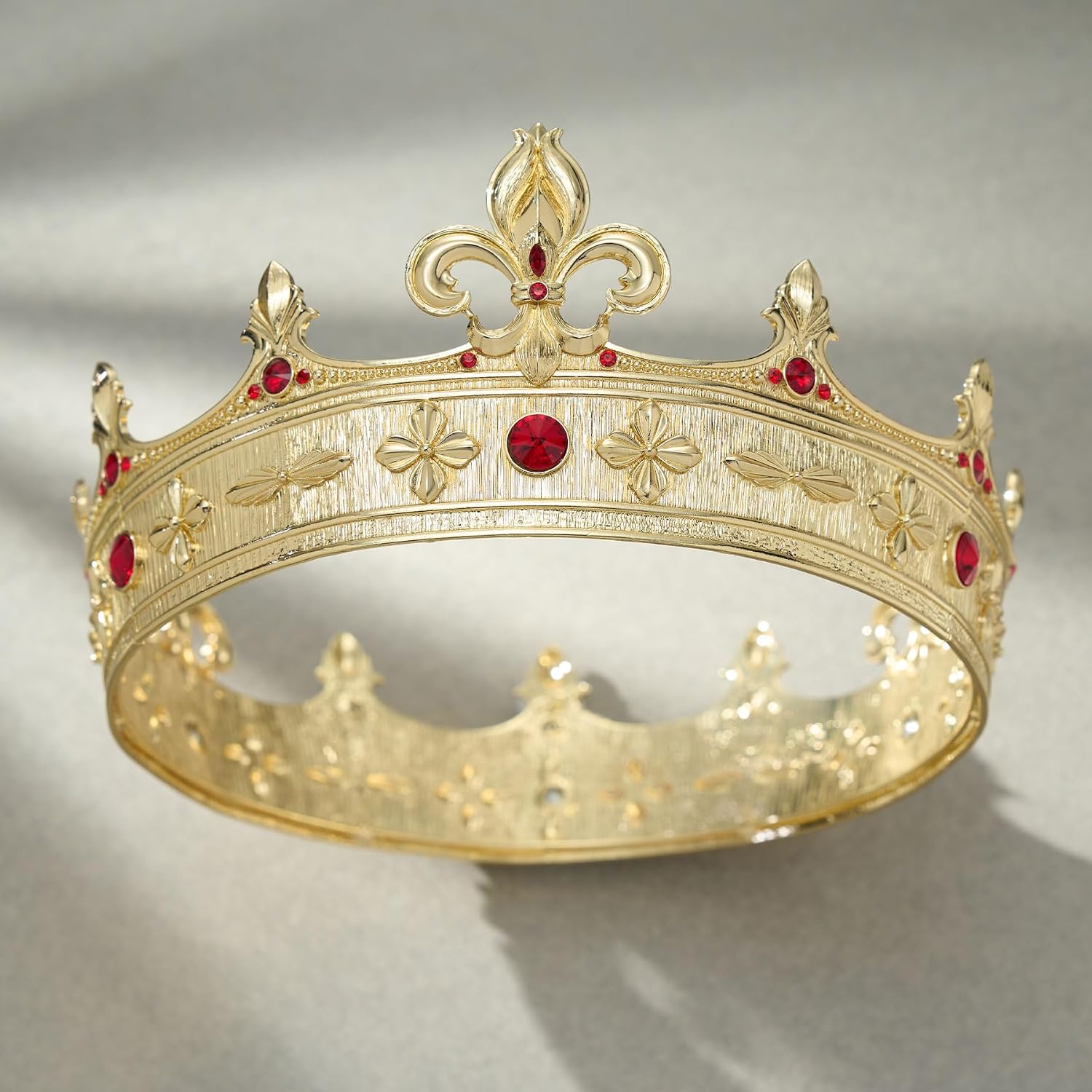 SWEETV Fleur-de-lis King Crown for Men, Royal Prince Tiara Headwear for Medieval, Royalcore,Knight,Viking,Halloween Costume