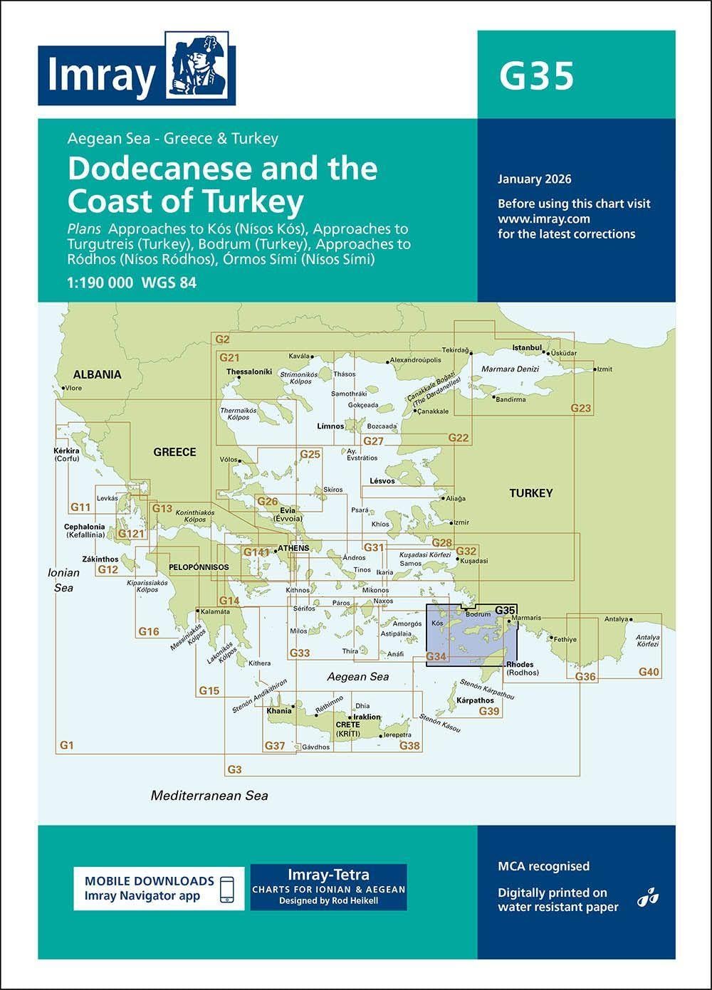 Imray Chart G35: Dodecanese and the Coast of Turkey (G Charts): 35