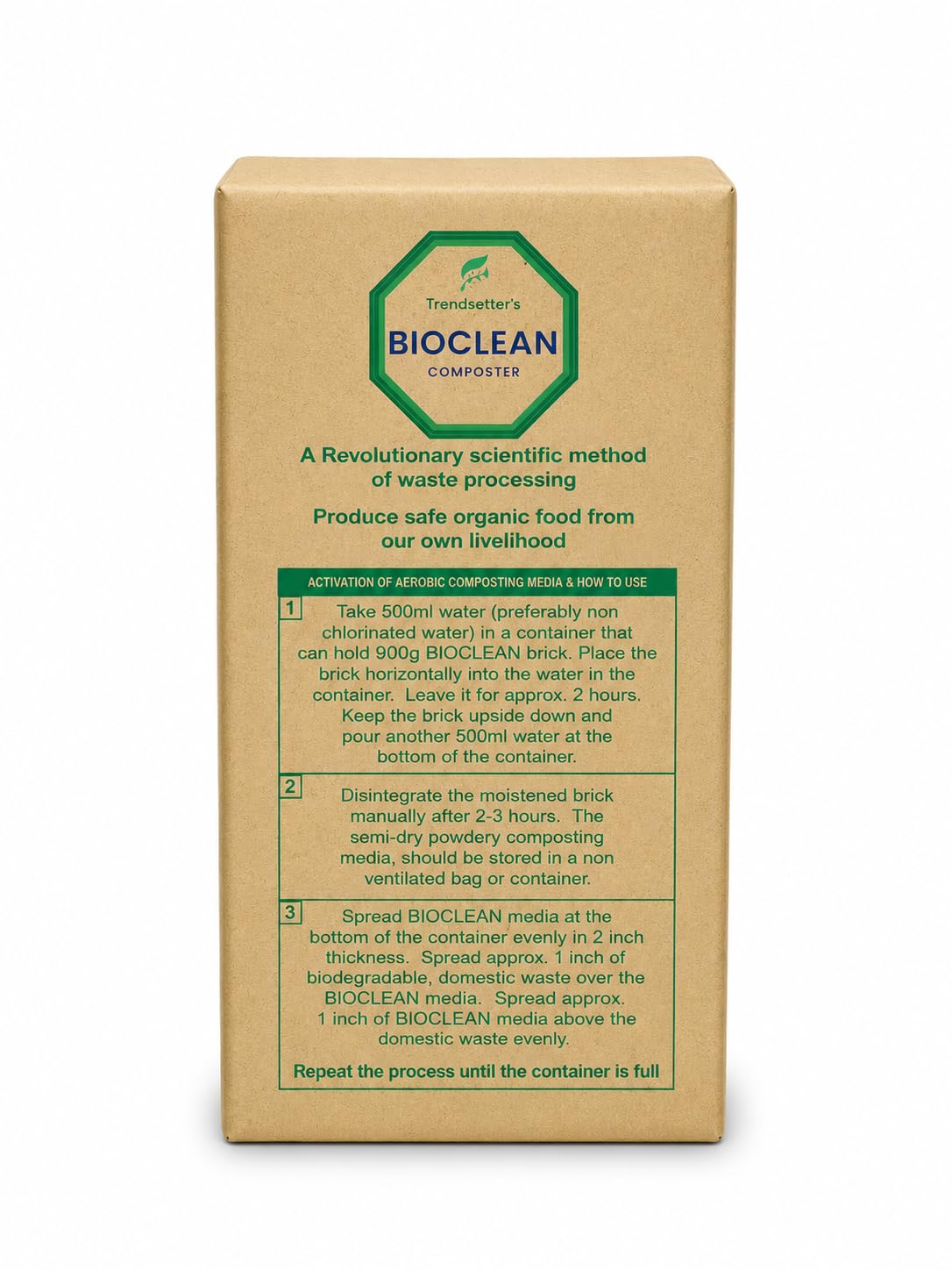 Trendsetters Bioclean Inoculum for Kitchen Waste Composting 900g | Aerobic Composting, No Foul Smell, Organic Waste Processing, Patented Formula, 900g Brick Form-image-27