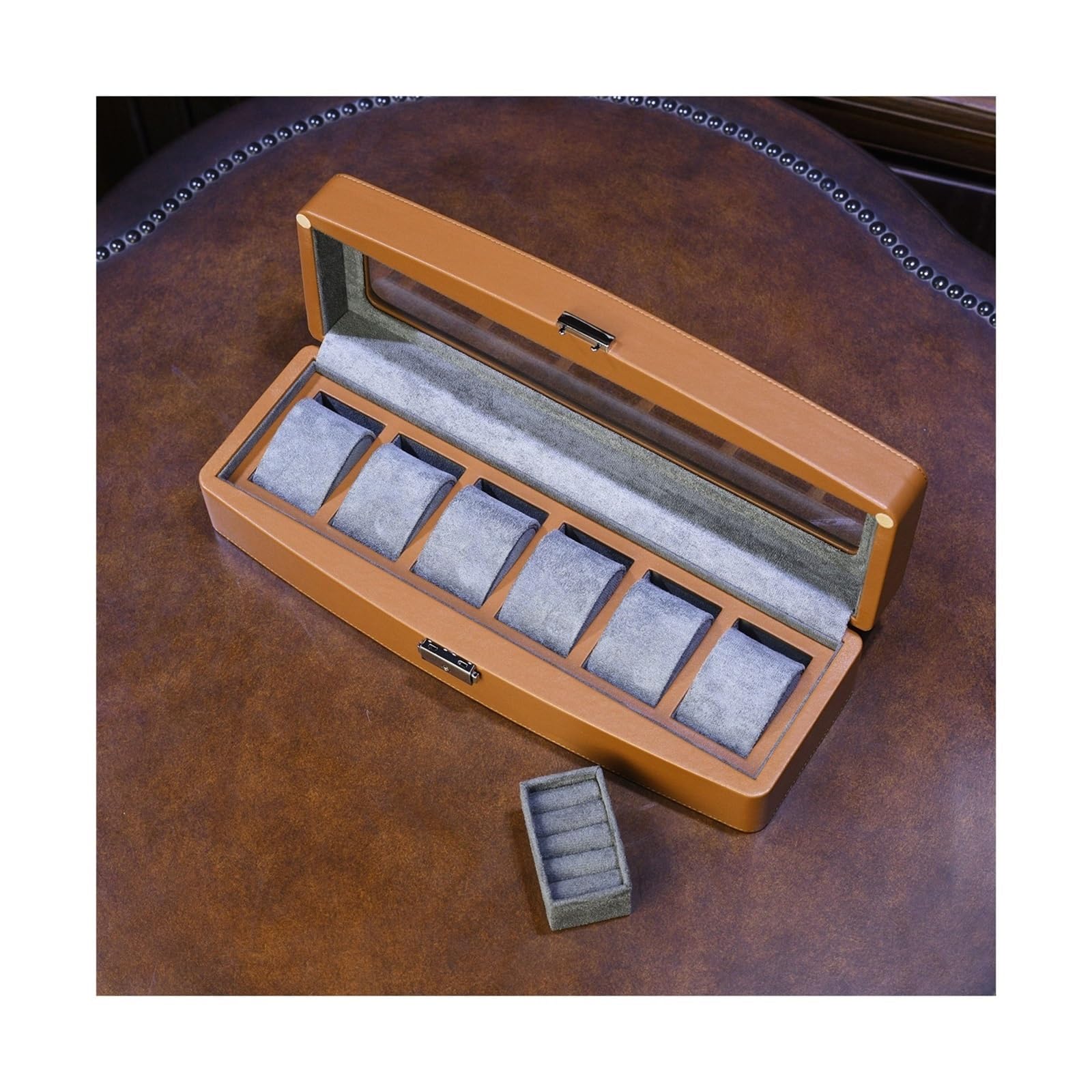 Kx9Lb8d Watch Storage Box 6-digit Watch Collection Box High-end Organizer Artificial Leather Display