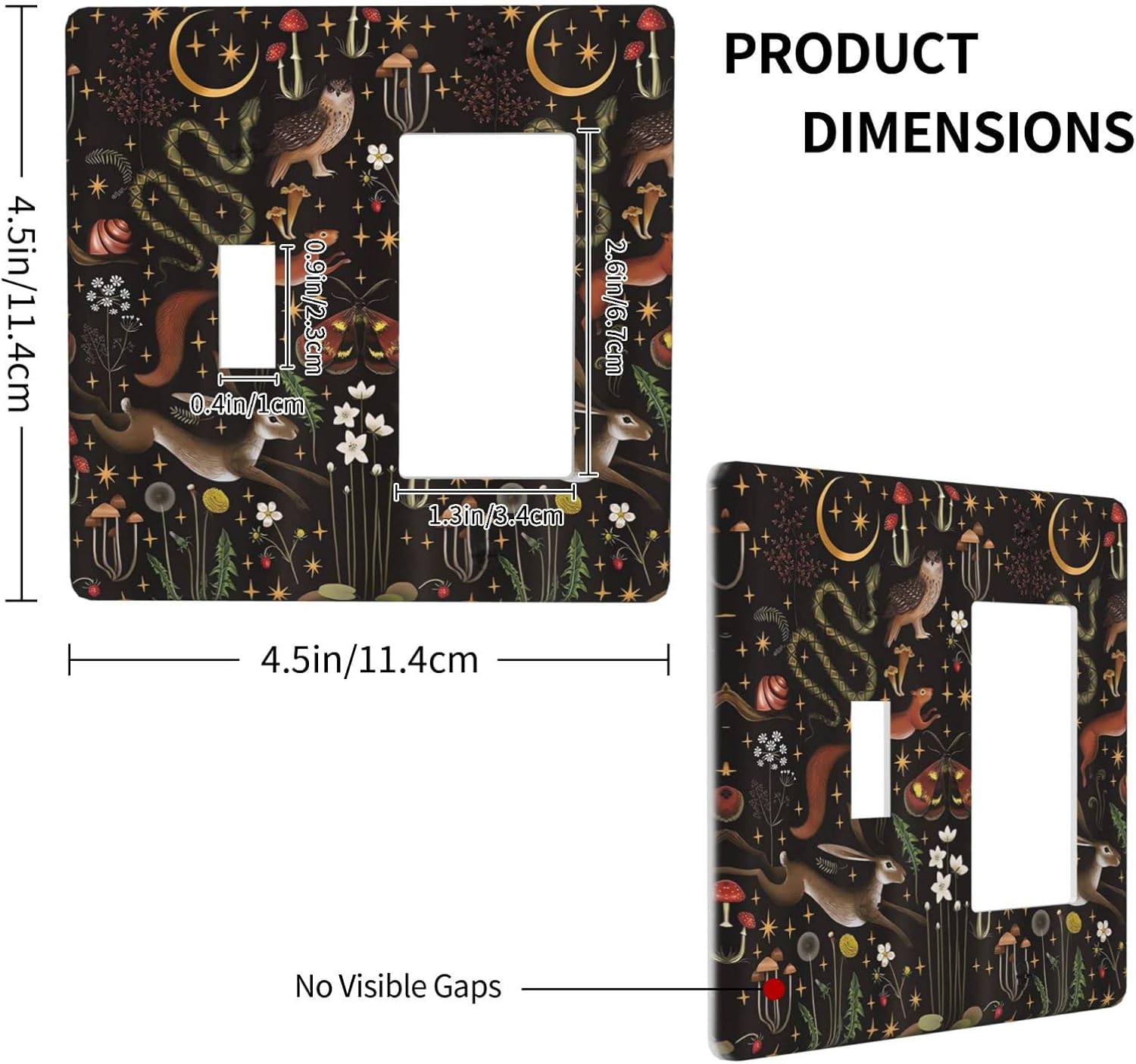 Rustic Forest Country Woodland Wild Animals 2 Gang Light Switch Cover Decorative Combination Wall Plate Toggle Rocker Switchplate Electrical Receptacle Faceplate for Bathroom Kitchen Home Decor