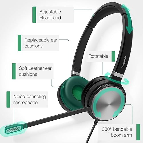 Miniatura 6 de Yealink Auriculares de teléfono para teléfonos de oficina YHS36 QD a RJ9 Auriculares con cable compatibles con Poly Snom Grandstream teléfonos