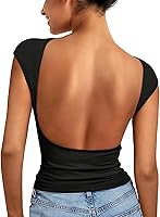 Vista 1 de EFAN Camisetas sin espalda para mujer, camisetas cortas de verano de manga corta, ropa linda Y2K 2025