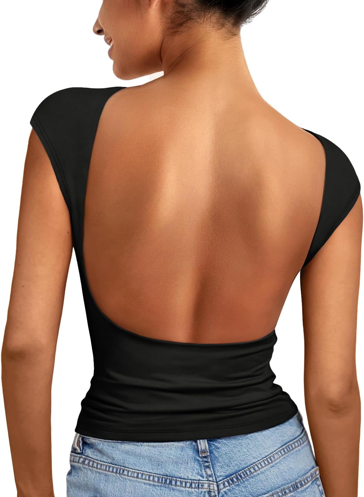 Womens Backless Tops Open Back Shirts Summer Crop Shirts Short Sleeve Cute Clothes Y2k Spring Outfits 2026