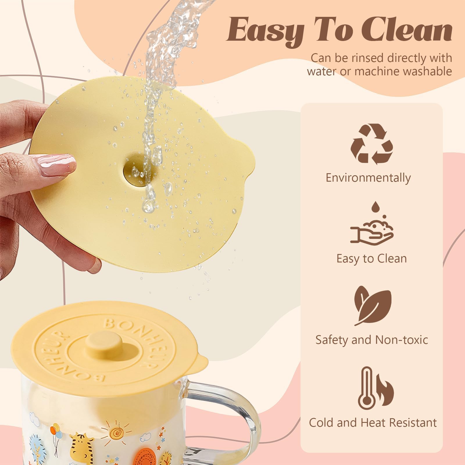 4 Pcs Creative Lid Cover Set, Silicone Lids for Bowls, Includes Cover for Curved Dish   and Lid Cover Styles in Yellow, Light Gray, White, and Black, Ideal for Kitchen and On-the-Go Use - Image 3 thumbnail