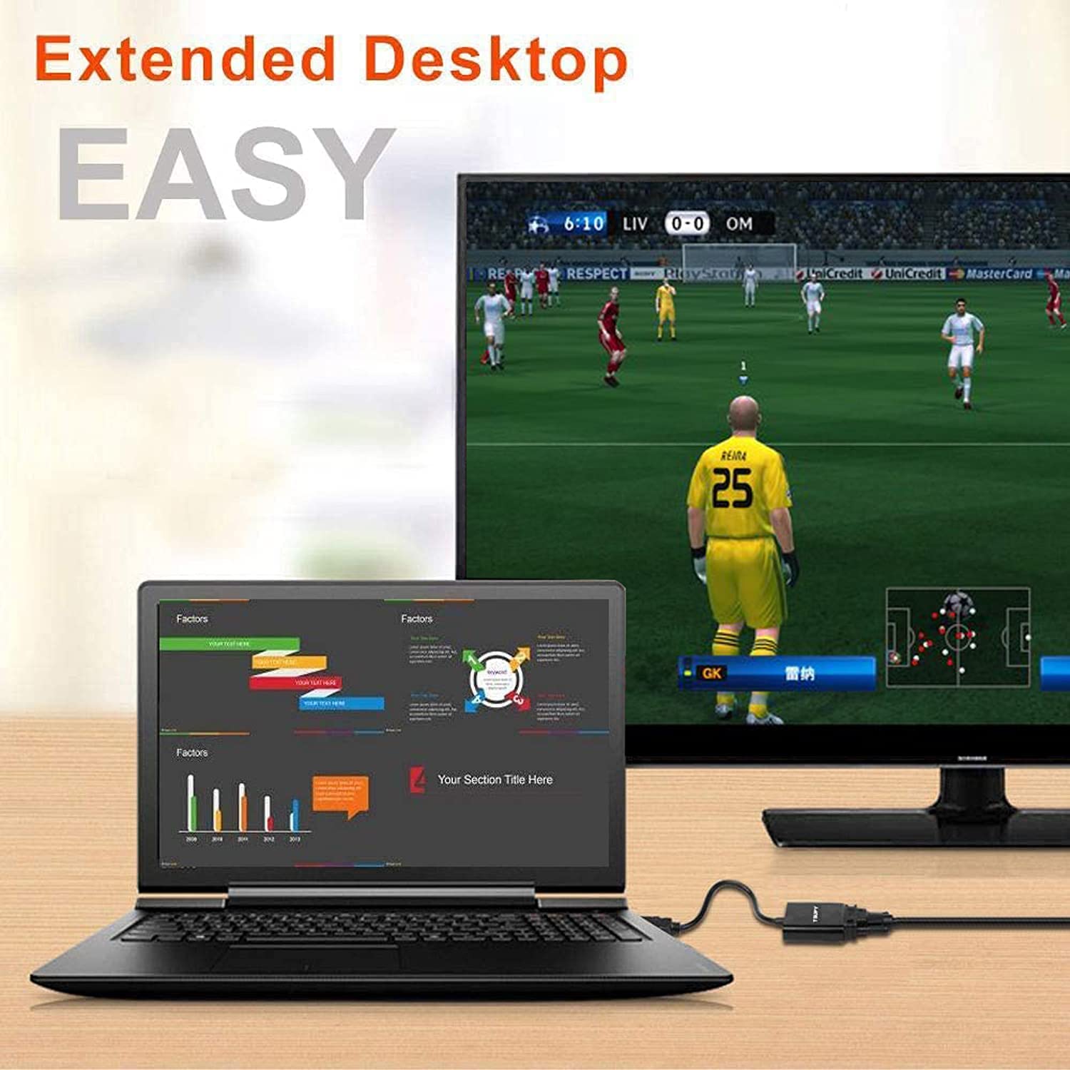 TSUPY Adattatore Displayport a VGA, Convertitore DP Maschio a VGA Femmina 1080P 60Hz per Desktop, Laptop, Proiettori, Monitor