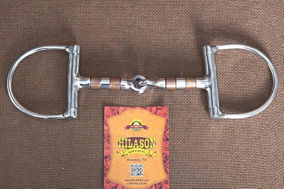 HILASON Western Snaffle D Ring Bit Black Stainless Steel | Twisted wire mouthpiece, sweet iron ring, tongue relief design, training and trail riding