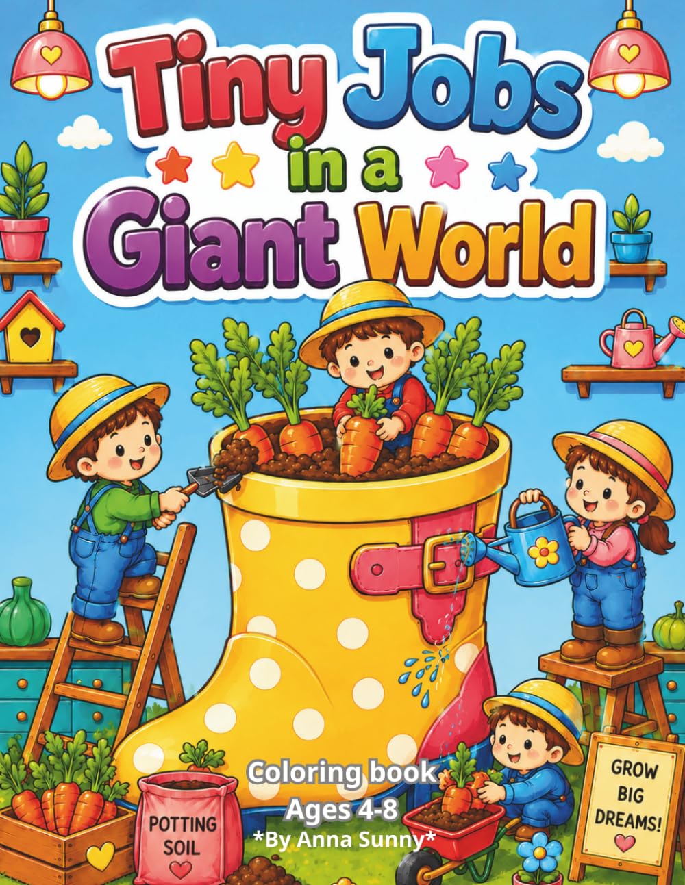 Tiny Jobs in a Giant World: Whimsical Miniature Workers Exploring Oversized Objects, Imaginative Landscapes, and Cozy Micro Society Scenes, Ages 4-8