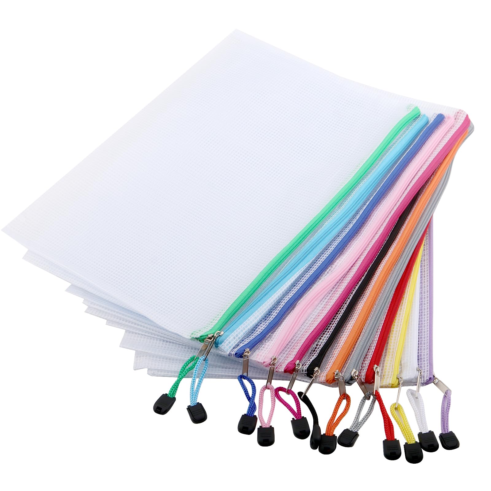 36 Bolsas de Documentos A4 con Cremallera, Transparentes e Impermeables de Malla PVC, 34x24 cm, para Archivo, Oficina, Escuela y Viajes