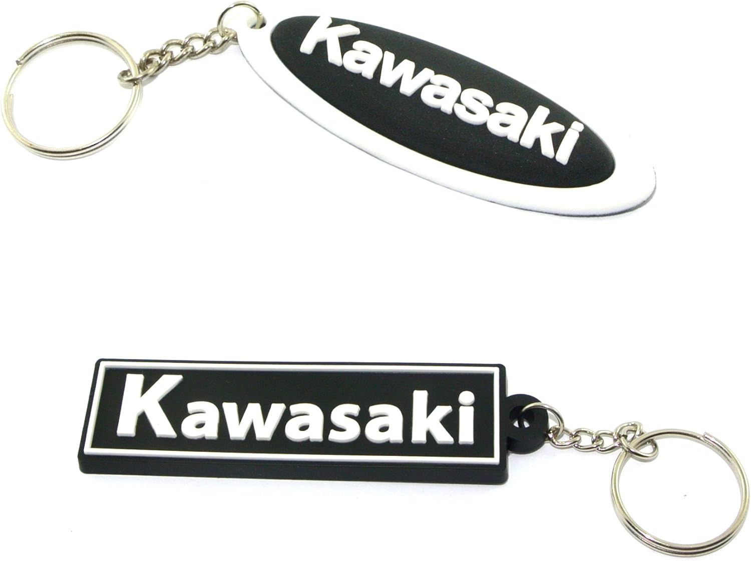 Kawasaki Rubber Keychain Motorcycle Key Ring 2 Pieces