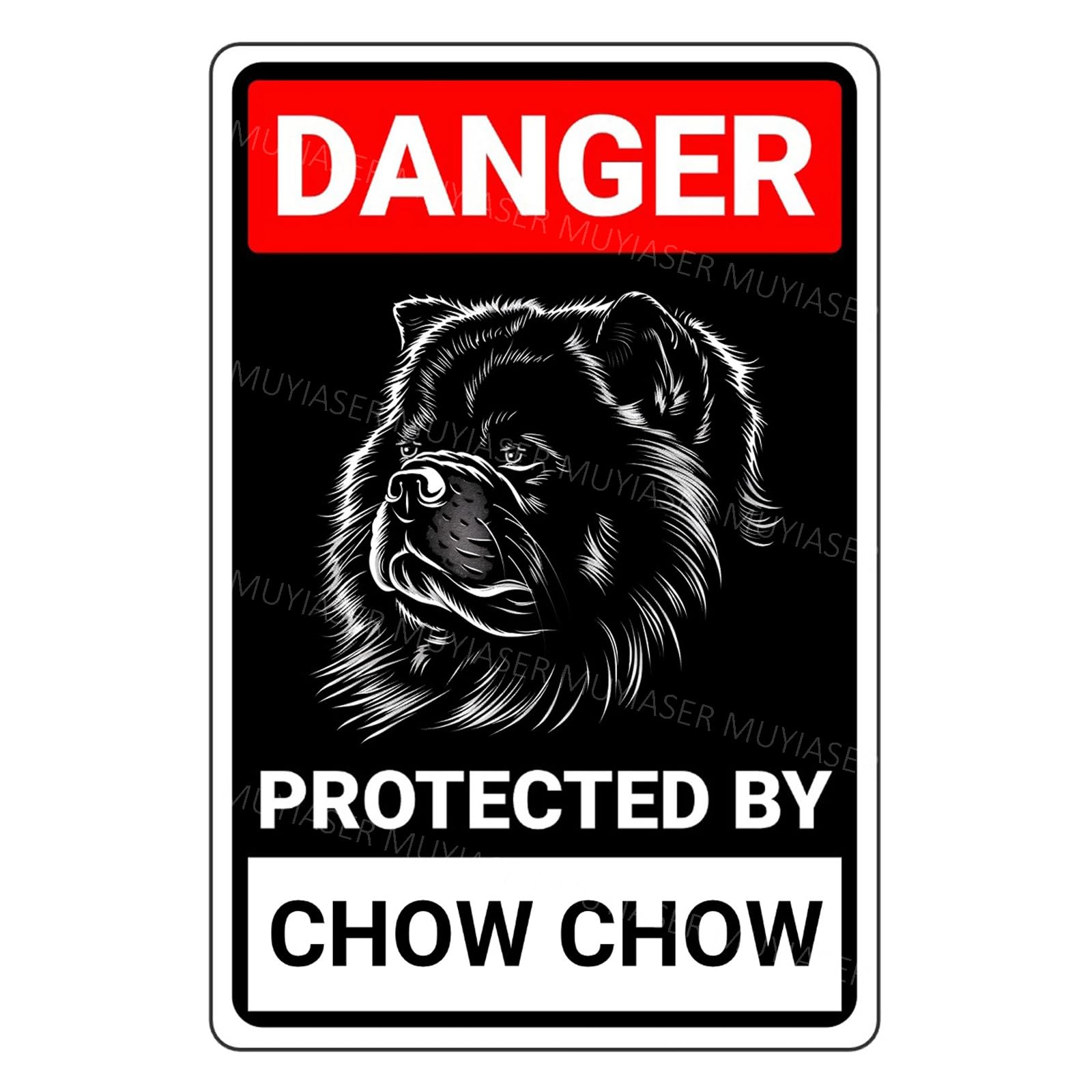Danger Protected By Chow Chow Beware Of Dog Sign Aluminum Metal Tin Signs Door Sign Warning Sign For Fence Gate Yard Home Wall Decor_6"x8"